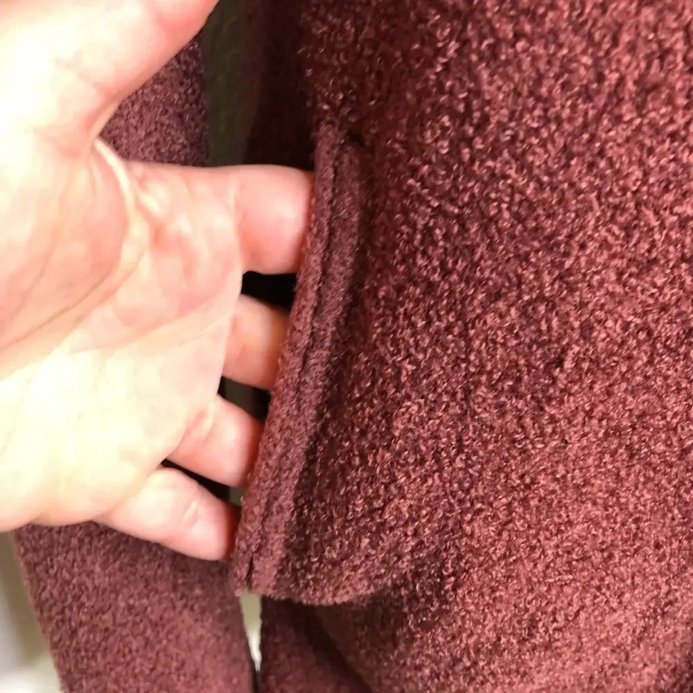 Barefoot Dreams CozyChic Lite maroon rust open front cardigan size Small